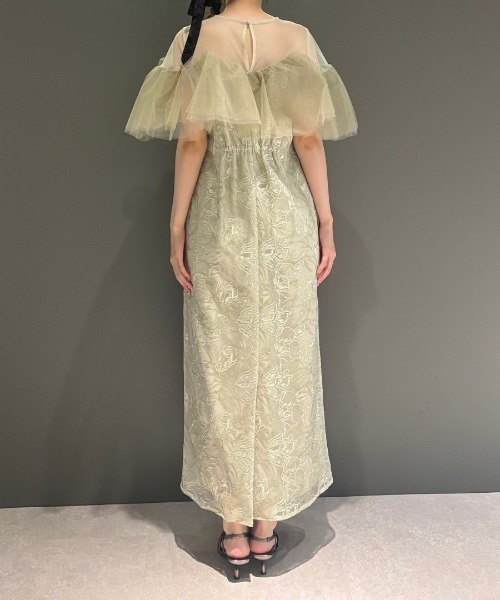 チュールフリルエンブロイダリードレス / tulle frills embroidery
