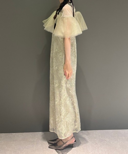 セール】チュールフリルエンブロイダリードレス / tulle frills