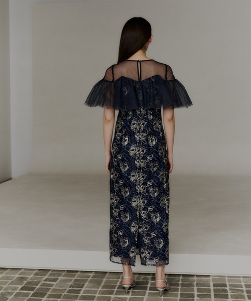 ANDRESD(アンドレスド)の「チュールフリルエンブロイダリードレス / tulle frills embroidery dress(ドレス・レディース・グリーン/ブラック/オレンジ/ネイビー・S/M/L)」の16枚目の写真