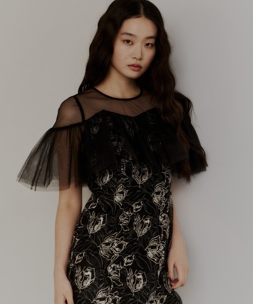 セール】チュールフリルエンブロイダリードレス / tulle frills