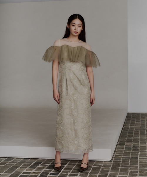 チュールフリルエンブロイダリードレス / tulle frills embroidery チュールフリルエンブロイダリードレス / tulle frills embroidery