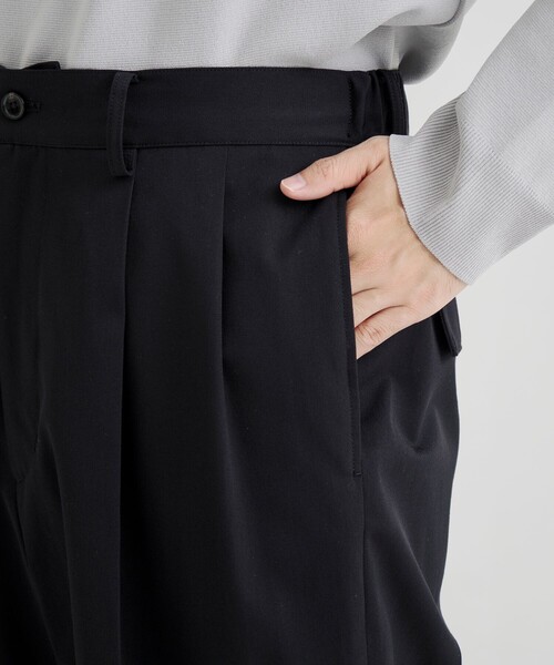 UNITED TOKYO(ユナイテッドトウキョウ)の「【残りわずか】WOOL COTTON ギャバ 2タックパンツ |防臭性/吸湿性/ムレ防止(スラックス・メンズ・ダークブラウン/ダークネイビー・1/2)」の13枚目の写真