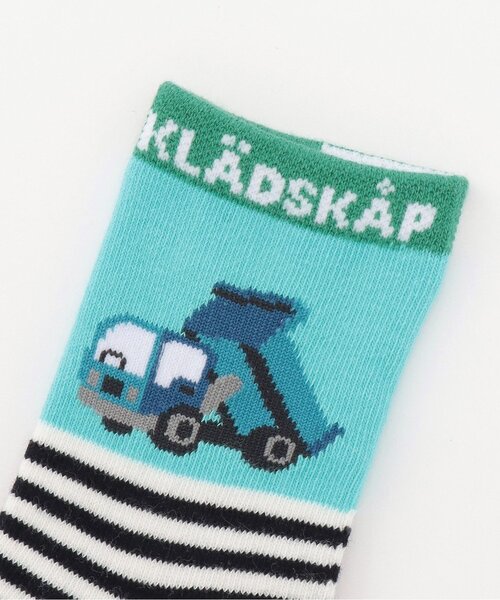 kladskap（クレードスコープ）の「働く車ボーダークルーソックス（ソックス/靴下・キッズ・トップグレー/エメラルド・L(18-20cm)/M(16-18cm)/S(13-15cm)/11-13cm）」の3枚目の写真