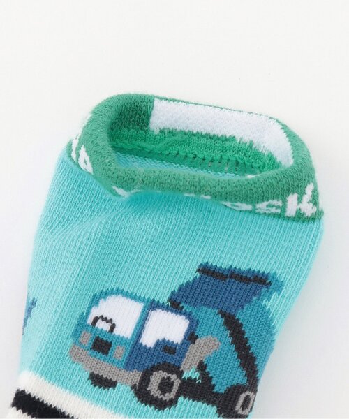 kladskap（クレードスコープ）の「働く車ボーダークルーソックス（ソックス/靴下・キッズ・トップグレー/エメラルド・L(18-20cm)/M(16-18cm)/S(13-15cm)/11-13cm）」の4枚目の写真