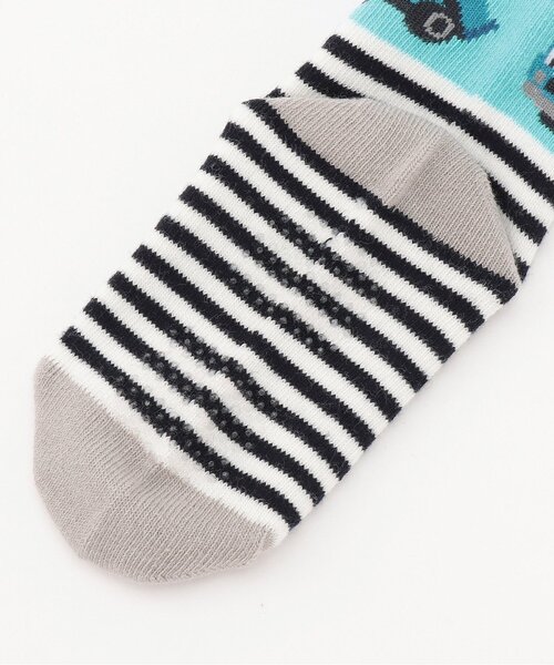 kladskap（クレードスコープ）の「働く車ボーダークルーソックス（ソックス/靴下・キッズ・トップグレー/エメラルド・L(18-20cm)/M(16-18cm)/S(13-15cm)/11-13cm）」の5枚目の写真