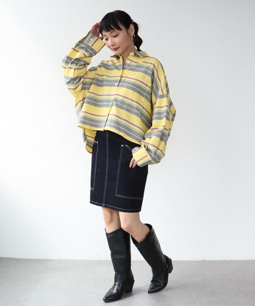 Three Four Time（ｽﾘｰﾌｫｰﾀｲﾑ）の「先染めネルマルチボーダーシャツ（シャツ/ブラウス・レディース・イエロー系その他/オレンジ系その他/レッド系その他・FREE）」の6枚目の写真