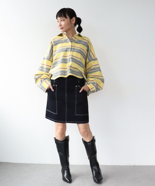 Three Four Time（ｽﾘｰﾌｫｰﾀｲﾑ）の「先染めネルマルチボーダーシャツ（シャツ/ブラウス・レディース・イエロー系その他/オレンジ系その他/レッド系その他・FREE）」の7枚目の写真