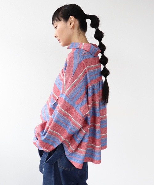 Three Four Time（ｽﾘｰﾌｫｰﾀｲﾑ）の「先染めネルマルチボーダーシャツ（シャツ/ブラウス・レディース・イエロー系その他/オレンジ系その他/レッド系その他・FREE）」の9枚目の写真