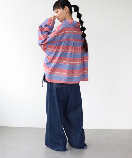 Three Four Time（ｽﾘｰﾌｫｰﾀｲﾑ）の「先染めネルマルチボーダーシャツ（シャツ/ブラウス・レディース・イエロー系その他/オレンジ系その他/レッド系その他・FREE）」の12枚目の写真