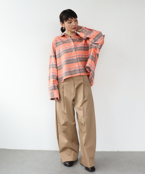 Three Four Time（ｽﾘｰﾌｫｰﾀｲﾑ）の「先染めネルマルチボーダーシャツ（シャツ/ブラウス・レディース・イエロー系その他/オレンジ系その他/レッド系その他・FREE）」の15枚目の写真