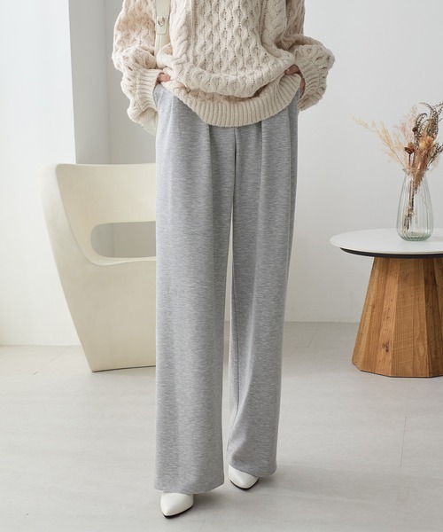 ReDial（リダイアル）の「リッチエアジャージー2タックパンツ（スラックス・レディース・杢グレー/ヘザーチャコール/ブラック/チャコール/ベージュ・3L/M/L/LL）」の3枚目の写真