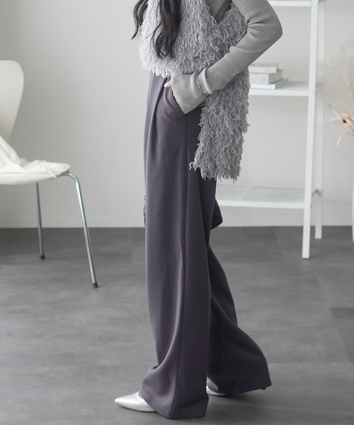 ReDial（リダイアル）の「リッチエアジャージー2タックパンツ（スラックス・レディース・杢グレー/ヘザーチャコール/ブラック/チャコール/ベージュ・3L/M/L/LL）」の14枚目の写真