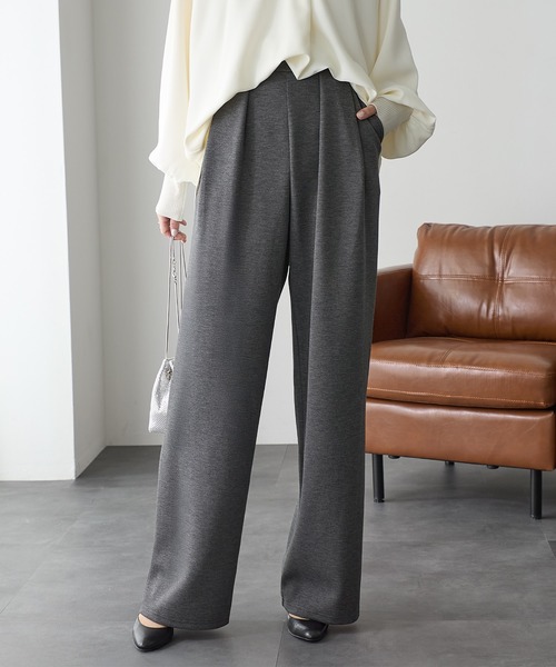 ReDial（リダイアル）の「リッチエアジャージー2タックパンツ（スラックス・レディース・杢グレー/ヘザーチャコール/ブラック/チャコール/ベージュ・3L/M/L/LL）」の18枚目の写真