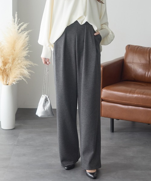 ReDial（リダイアル）の「リッチエアジャージー2タックパンツ（スラックス・レディース・杢グレー/ヘザーチャコール/ブラック/チャコール/ベージュ・3L/M/L/LL）」の20枚目の写真