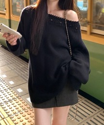 mebole（メボレ）の「かぎ編みボートネックニット（ニット/セーター）」