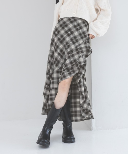 Heather（ヘザー）の「アソートイレヘムフリルロングスカート　612859（スカート・レディース・ブラック系その他/グレー系その他/ブラウン系その他・S/M）」の2枚目の写真