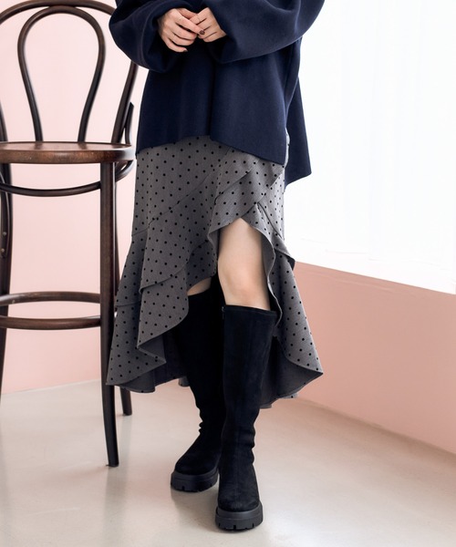 Heather（ヘザー）の「アソートイレヘムフリルロングスカート　612859（スカート・レディース・ブラック系その他/グレー系その他/ブラウン系その他・S/M）」の3枚目の写真