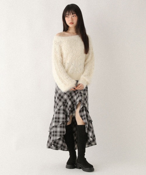 Heather（ヘザー）の「アソートイレヘムフリルロングスカート　612859（スカート・レディース・ブラック系その他/グレー系その他/ブラウン系その他・S/M）」の6枚目の写真