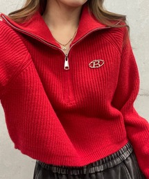 ROGER AND RAW（ロジャーアンドロウ）の「プレート付きハーフジップショート丈ニット（ニット/セーター）」