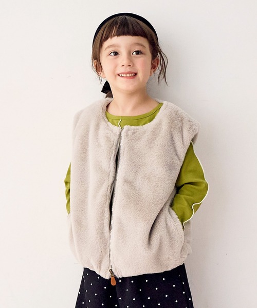 Piet(ピエット)の「ジッパー ファーベスト(ベスト・キッズ・ベージュ/グレー/ブラウン・130/100/120/110)」の2枚目の写真