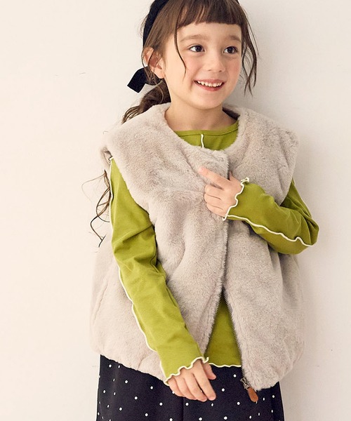 Piet(ピエット)の「ジッパー ファーベスト(ベスト・キッズ・ベージュ/グレー/ブラウン・130/100/120/110)」の4枚目の写真