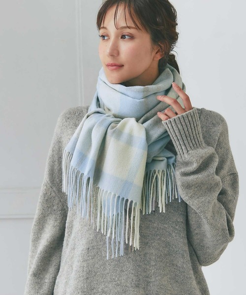 セール】カシミヤ100％ チェックストール（ストール/ショール）｜IMC