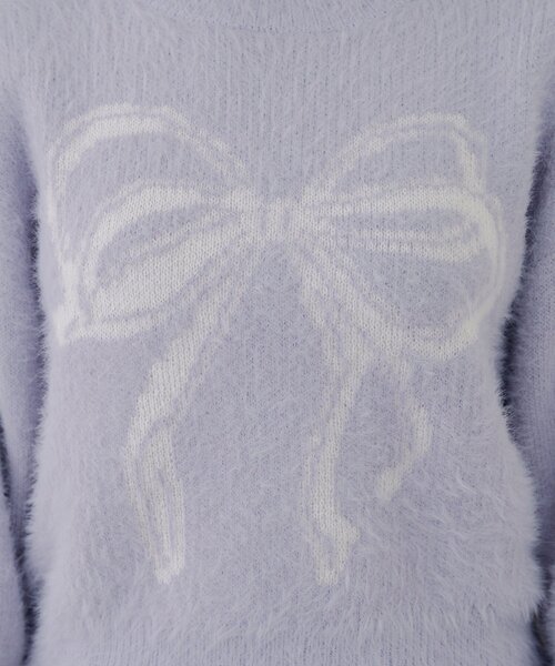 continuer de NICE CLAUP(コンティニューデナイスクラップ)の「リボン柄シャギーニット(ニット/セーター・レディース・チャコールグレー/ブルー/アイボリー・FREE)」の15枚目の写真