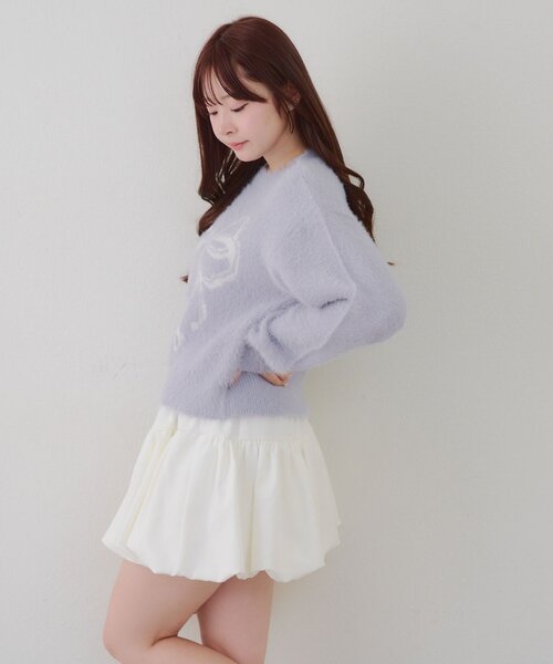 continuer de NICE CLAUP(コンティニューデナイスクラップ)の「リボン柄シャギーニット(ニット/セーター・レディース・チャコールグレー/ブルー/アイボリー・FREE)」の9枚目の写真