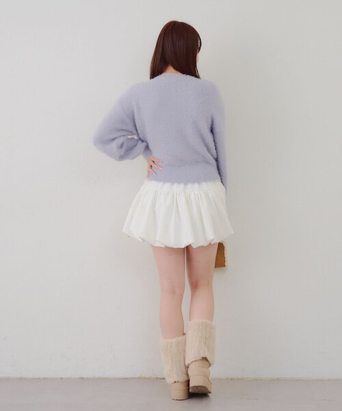 continuer de NICE CLAUP(コンティニューデナイスクラップ)の「リボン柄シャギーニット(ニット/セーター・レディース・チャコールグレー/ブルー/アイボリー・FREE)」の4枚目の写真