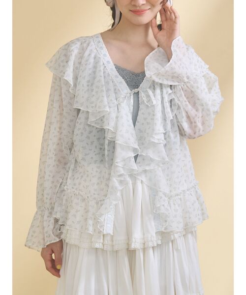 merry jenny（メリージェニー）の「シアーフリルボレロ（カーディガン/ボレロ・レディース・ピンク/ライトブルー/アイボリー・FREE）」の2枚目の写真