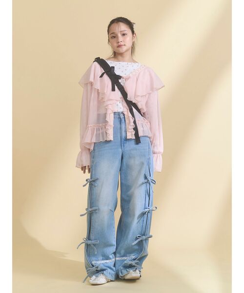 merry jenny（メリージェニー）の「シアーフリルボレロ（カーディガン/ボレロ・レディース・ピンク/ライトブルー/アイボリー・FREE）」の8枚目の写真