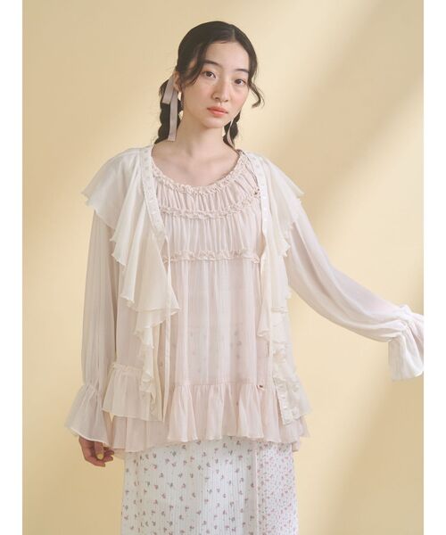 merry jenny（メリージェニー）の「シアーフリルボレロ（カーディガン/ボレロ・レディース・ピンク/ライトブルー/アイボリー・FREE）」の13枚目の写真
