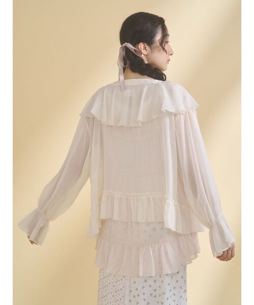 merry jenny（メリージェニー）の「シアーフリルボレロ（カーディガン/ボレロ・レディース・ピンク/ライトブルー/アイボリー・FREE）」の15枚目の写真