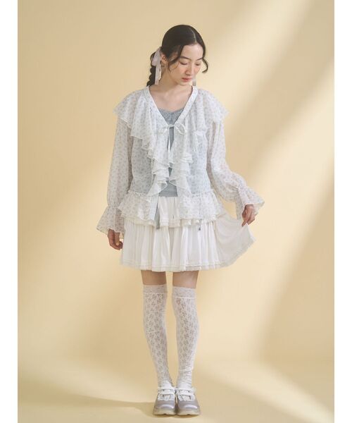 merry jenny（メリージェニー）の「シアーフリルボレロ（カーディガン/ボレロ・レディース・ピンク/ライトブルー/アイボリー・FREE）」の6枚目の写真