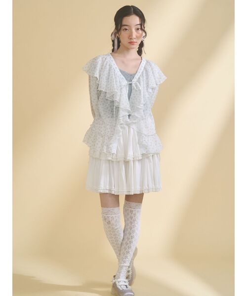 merry jenny（メリージェニー）の「シアーフリルボレロ（カーディガン/ボレロ・レディース・ピンク/ライトブルー/アイボリー・FREE）」の7枚目の写真