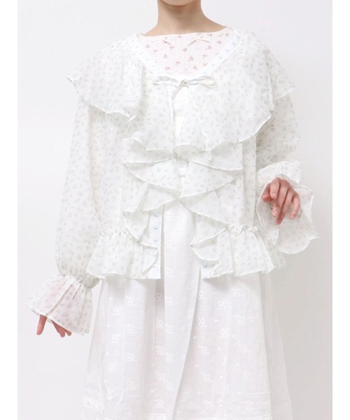 merry jenny（メリージェニー）の「シアーフリルボレロ（カーディガン/ボレロ・レディース・ピンク/ライトブルー/アイボリー・FREE）」の4枚目の写真