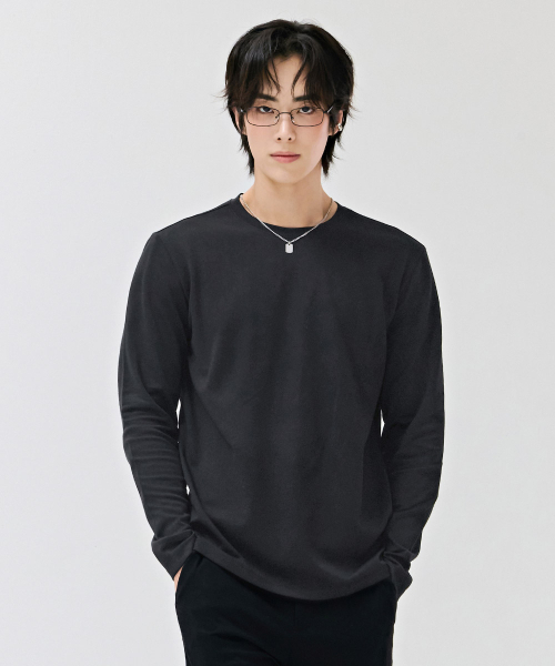 CHASECULT(チェイスカルト)の「男性ベーシック長袖Tシャツ-DEZK5101B09(Tシャツ/カットソー・メンズ・チャコールグレー・100/110/95/105)」の1枚目の写真