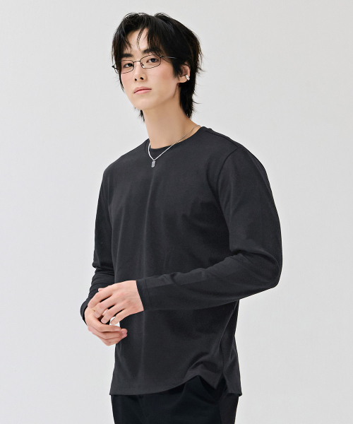 CHASECULT(チェイスカルト)の「男性ベーシック長袖Tシャツ-DEZK5101B09(Tシャツ/カットソー・メンズ・チャコールグレー・100/110/95/105)」の2枚目の写真