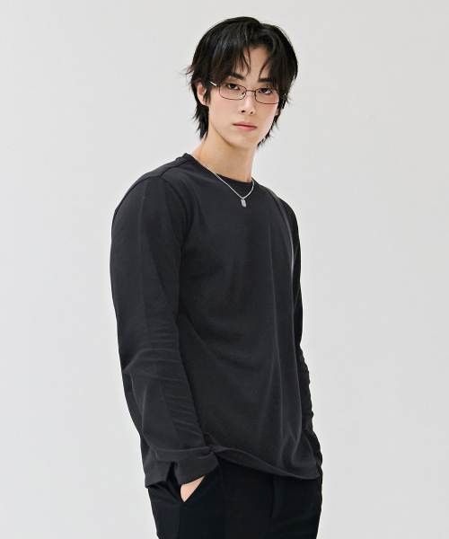 CHASECULT(チェイスカルト)の「男性ベーシック長袖Tシャツ-DEZK5101B09(Tシャツ/カットソー・メンズ・チャコールグレー・100/110/95/105)」の4枚目の写真