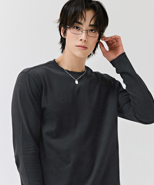 CHASECULT(チェイスカルト)の「男性ベーシック長袖Tシャツ-DEZK5101B09(Tシャツ/カットソー・メンズ・チャコールグレー・100/110/95/105)」の5枚目の写真