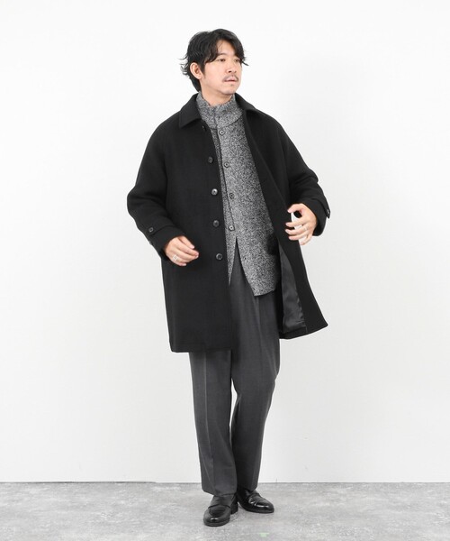 NOLLEY’S(ノーリーズ)の「《ビジカジ対応》【尾州ウール】ビーバーステンカラーコート/オーバーサイズ/25AW(ステンカラーコート・メンズ・ブラック/ネイビー/ベージュ・S/M/L/XL)」の17枚目の写真
