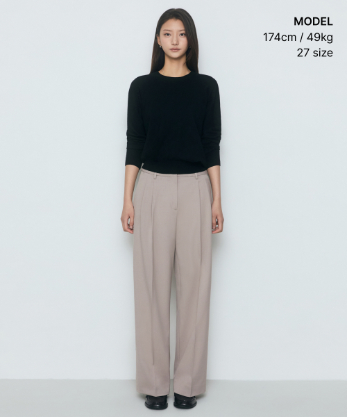 MUSINSA STANDARD WOMAN（ムシンサスタンダードウーマン）の「ウィメンズハイウエストワイドヒドゥンバンディングスラックス[ライトベージュ]（スラックス・レディース・その他・34/32/30/29/31/24/25/26/27/28）」の2枚目の写真