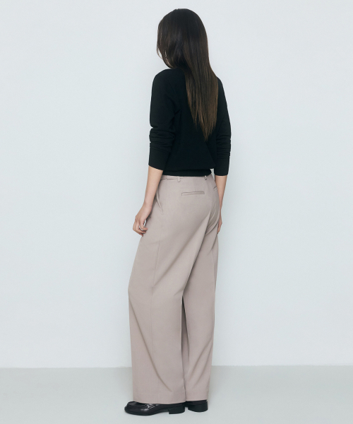 MUSINSA STANDARD WOMAN（ムシンサスタンダードウーマン）の「ウィメンズハイウエストワイドヒドゥンバンディングスラックス[ライトベージュ]（スラックス・レディース・その他・34/32/30/29/31/24/25/26/27/28）」の3枚目の写真