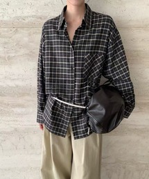 チェック柄 前開き 長袖 ボタン シャツ