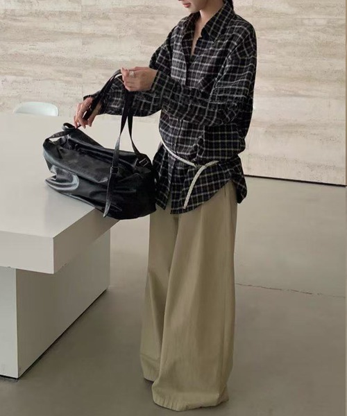 Lace Ladies(レースレディース)の「チェック柄 前開き 長袖 ボタン シャツ(シャツ/ブラウス・レディース・ブラック/ネイビー/ブラウン・FREE)」の8枚目の写真