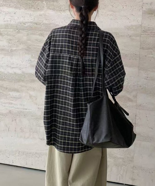 Lace Ladies(レースレディース)の「チェック柄 前開き 長袖 ボタン シャツ(シャツ/ブラウス・レディース・ブラック/ネイビー/ブラウン・FREE)」の9枚目の写真