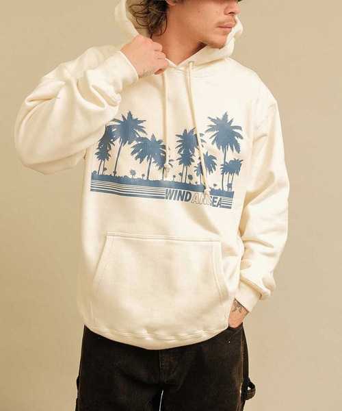 WIND AND SEA（ウィンダンシー）の「PALM TREE LOGO HOODED SWEATSHIRT（パーカー・メンズ・ナチュラル/アッシュグレー/ネイビー・XL/L/M）」の3枚目の写真