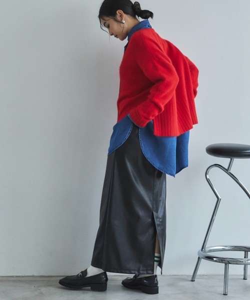 Doux archives（ドゥアルシーヴ）の「ソフトデニムボウタイシャツ（シャツ/ブラウス・レディース・チャコールグレー/ブルー/ネイビー・FREE）」の6枚目の写真