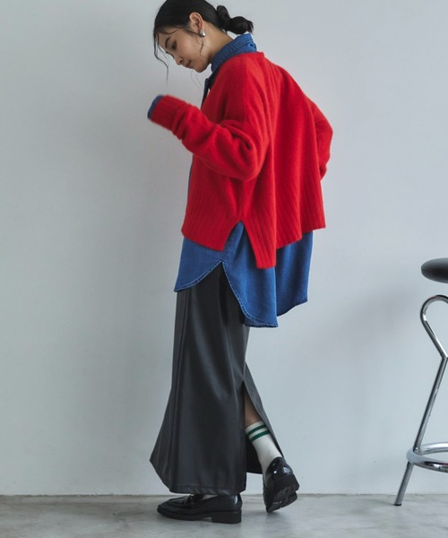 Doux archives（ドゥアルシーヴ）の「ソフトデニムボウタイシャツ（シャツ/ブラウス・レディース・チャコールグレー/ブルー/ネイビー・FREE）」の7枚目の写真