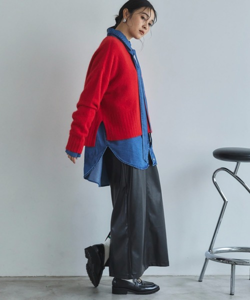 Doux archives（ドゥアルシーヴ）の「ソフトデニムボウタイシャツ（シャツ/ブラウス・レディース・チャコールグレー/ブルー/ネイビー・FREE）」の8枚目の写真